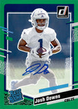2023 Josh Downs Panini Donruss GREEN RATED ROOKIE AUTO AUTOGRAPH #345 Indianapolis Colts