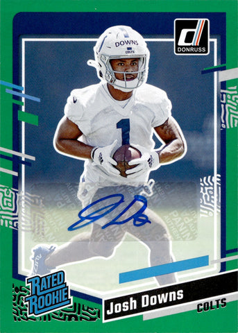 2023 Josh Downs Panini Donruss GREEN RATED ROOKIE AUTO AUTOGRAPH #345 Indianapolis Colts