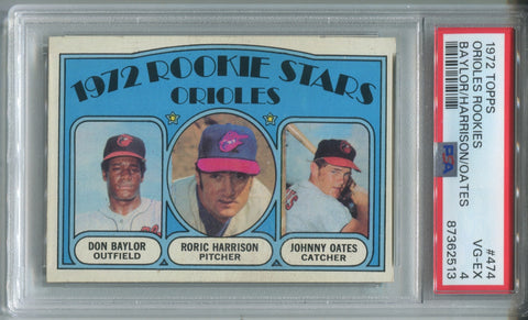 1972 Don Baylor Roric Harrison Johnny Oates Topps ORIOLES ROOKIE RC PSA 4 #474 Baltimore Orioles 2513