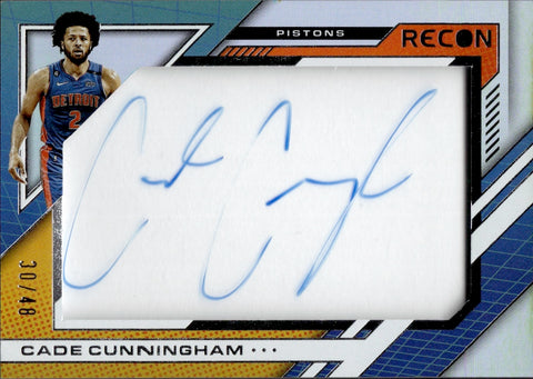 2022-23 Cade Cunningham Panini Recon SOPHOMORE ACETATE AUTO 30/48 AUTOGRAPH #SAA-CCH Detroit Pistons