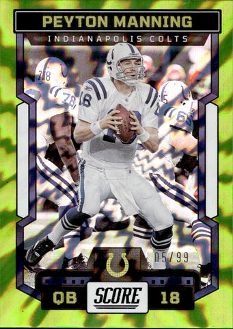 2023 Peyton Manning Panini Score ELECTRIC 05/99 #16 Indianapolis Colts HOF