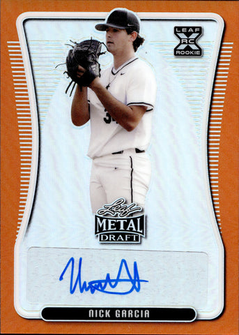 2020 Nick Garcia Leaf Metal Draft ORANGE ROOKIE AUTO 7/7 AUTOGRAPH RC #BA-NG2 Pittsburgh Pirates