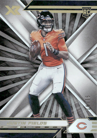 2021 Justin Fields Panini XR WHITE ROOKIE 18/75 RC #111 Chicago Bears