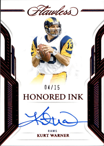 2023 Kurt Warner Panini Flawless RUBY RED HONORED INK AUTO 04/15 AUTOGRAPH #JI-KAW St. Louis Rams HOF