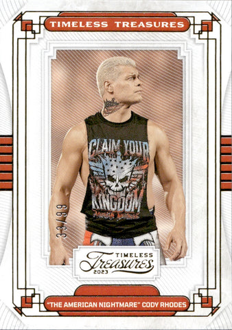 2023 "The American Nightmare" Cody Rhodes Panini Chronicles Timeless Treasures 33/99 #TT-39 Monday Night Raw