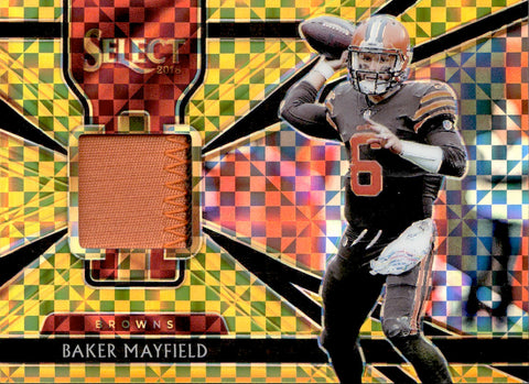 2018 Baker Mayfield Panini Select SWATCHES ROOKIE GOLD PATCH 05/10 RELIC RC #7 Cleveland Browns