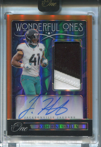 2024 Josh Hines-Allen Panini One ORANGE WONDERFUL ONES PATCH AUTO 15/20 AUTOGRAPH RELIC #372 Jacksonville Jaguars