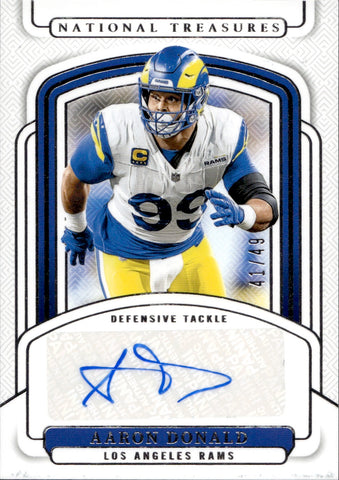 2024 Aaron Donald Panini National Treasures AUTO 41/49 AUTOGRAPH #SIGS-ADD Los Angeles Rams