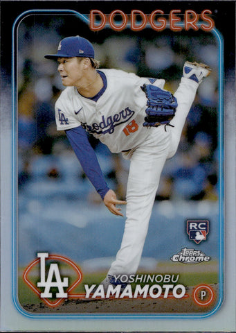 2024 Yoshinobu Yamamoto Topps Chrome ROOKIE REFRACTOR RC #18 Los Angeles Dodgers