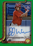 2025 JJ Wetherholt Topps Pro Debut Chrome GREEN REFRACTOR ROOKIE AUTO 04/99 AUTOGRAPH RC #PDC-94 St. Louis Cardinals