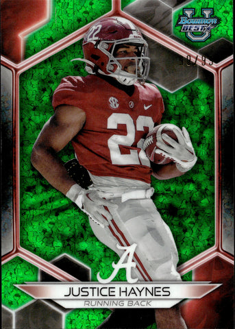 2023 Justice Haynes Bowman's Best University GREEN MINI-DIAMOND ROOKIE 99/99 RC #82 Alabama Crimson Tide