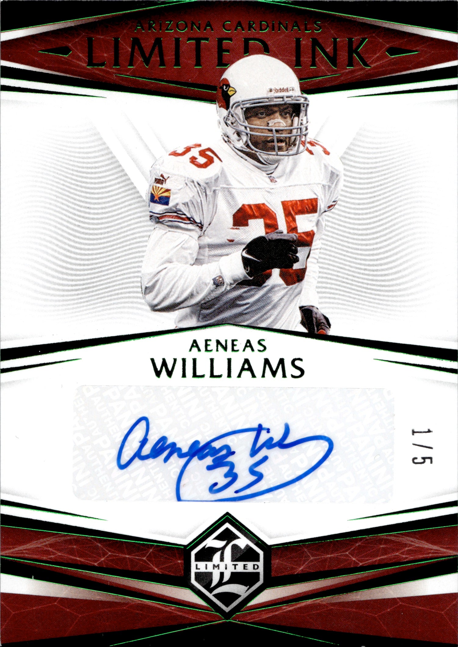 2020 Aeneas Williams Panini Limited INK EMERALD AUTO 1/5 AUTOGRAPH #LI