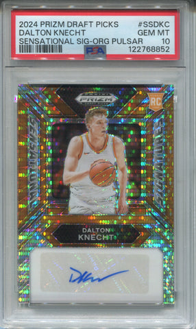 2024 Dalton Knecht Panini Prizm Draft Picks ORANGE PULSAR SENSATIONAL SIGNATURE ROOKIE AUTO 47/49 AUTOGRAPH RC PSA 10 #SSD-KC Los Angeles Lakers