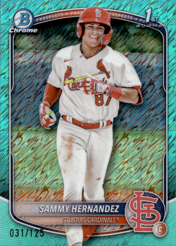 2025 Sammy Hernandez Bowman Chrome PROSPECTS AQUA SHIMMER 1ST BOWMAN 031/125 #BCP-66 St. Louis Cardinals