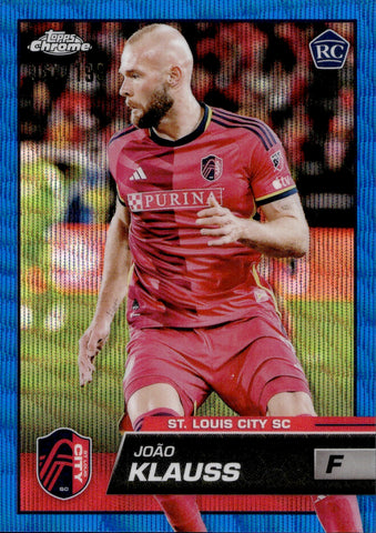 2023 Joao Klauss Topps Chrome MLS BLUE WAVE ROOKIE 061/199 RC #34 St. Louis City