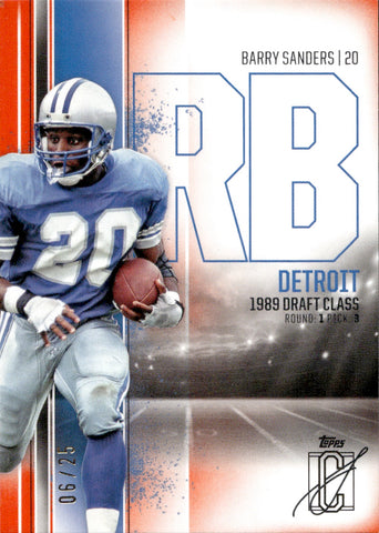 2025 Barry Sanders Topps Signature Class RED SP 06/25 #15 Detroit Lions HOF