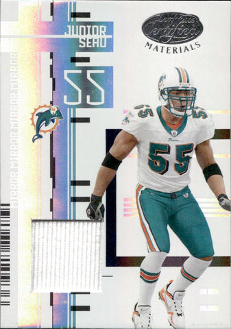 2005 Junior Seau Leaf Certified MIRROR WHITE JERSEY 016/175 RELIC #64 Miami Dolphins HOF