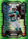 2023 De'Von Achane Panini Prizm NEON GREEN PULSAR ROOKIE RC #365 Miami Dolphins