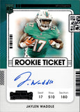 2021 Jaylen Waddle Panini Contenders ROOKIE TICKET AUTO AUTOGRAPH #106 Miami Dolphins