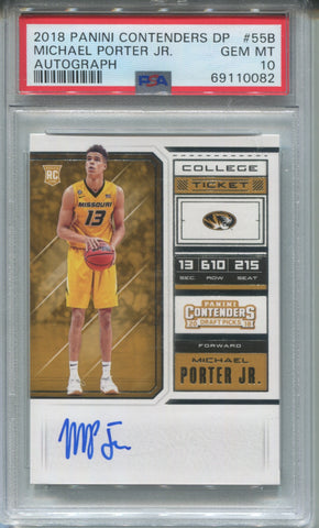 2018 Michael Porter Jr. Panini Contenders Draft Picks ROOKIE AUTO AUTOGRAPH PSA 10 #558 Denver Nuggets 0082