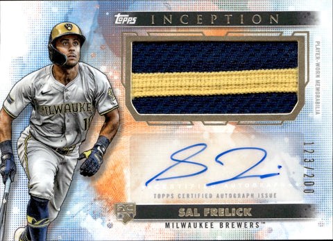 2024 Sal Frelick Topps Inception ROOKIE PATCH AUTO 123/200 AUTOGRAPH RELIC #APC-SF Milwaukee Brewers