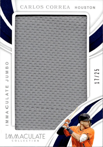 2019 Carlos Correa Panini Immaculate Collection JUMBO JERSEY 17/25 RELIC #IJ-CC Houston Astros