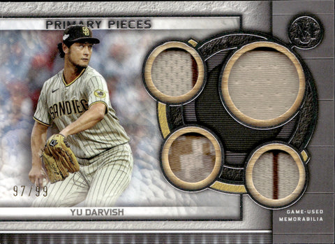 2023 Yu Darvish Topps Museum Collection PRIMARY PIECES QUAD JERSEY 97/99 RELIC #SPPPQR-YD San Diego Padres