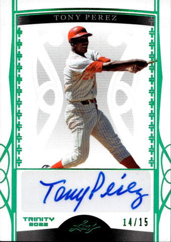 2022 Tony Perez Lead Trinity GREEN FOIL AUTO 14/15 AUTOGRAPH #BA-TP Cincinnati Redsn HOF