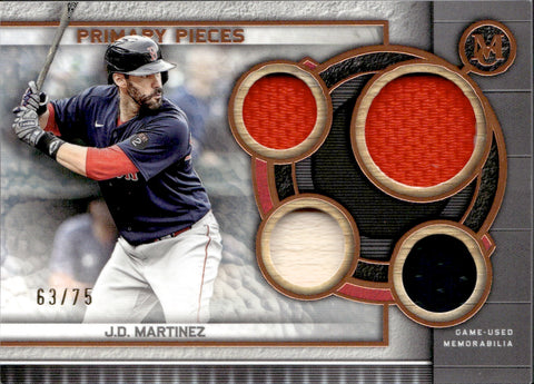 2023 J.D. Martinez Topps Museum Collection PRIMARY PIECES QUAD BAT JERSEY 63/75 RELIC #SPPQR-JM Boston Red Sox