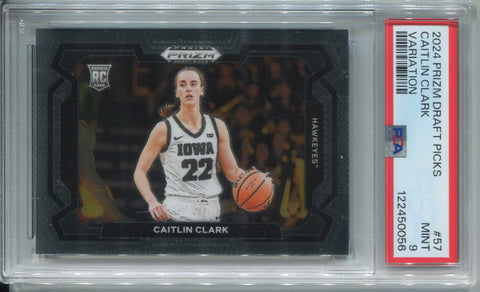 2024 Caitlin Clark Panini Prizm Draft Picks VARIATION ROOKIE RC PSA 9 #57 Indiana Fever 0056