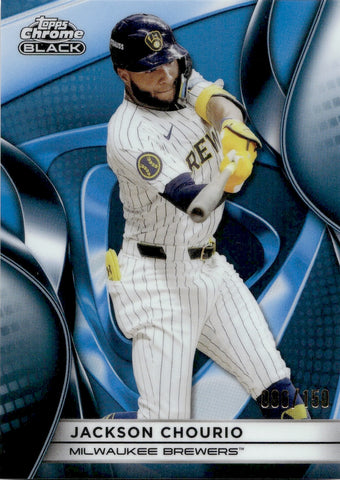 2025 Jackson Chourio Topps Chrome Black BLUE REFRACTOR 086/150 #98 Milwaukee Brewers