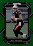 2022 Bailey Zappe Panini Prizm GREEN ROOKIE RC #305 New England Patriots *SMALL BACK CREASE*