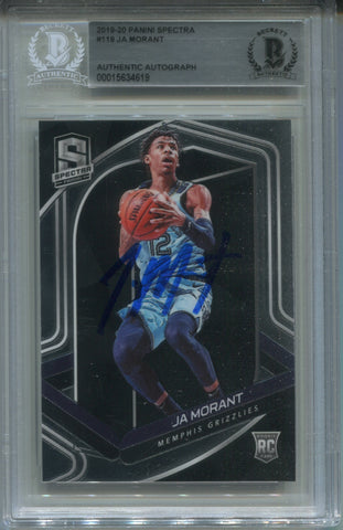 2019-20 Ja Morant Panini Spectra BAS AUTHENTIC ROOKIE AUTO AUTOGRAPH #119 Memphis Grizzlies 4619