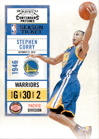 2010-11 Stephen Curry Panini Playoff Contenders PATCHES #8 Golden State Warriors