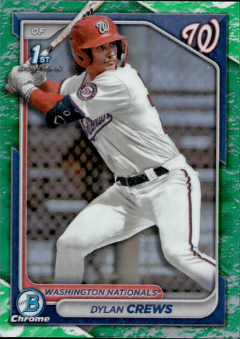 2024 Dylan Crews Bowman Chrome Prospects 1ST BOWMAN GREEN LUNAR GLOW REFRACTOR #BCP-23 Washington Nationals