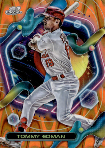 2023 Tommy Edman Topps Cosmic Chrome ORANGE GALACTIC REFRACTOR 02/25 #52 St. Louis Cardinals