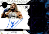 2025 AJ Styles Topps Royalty WWE PURPLE FOIL REGALIA RELIC DUAL SHIRT AUTO 49/50 AUTOGRAPH RELIC #RES-AJS Monday Night Raw