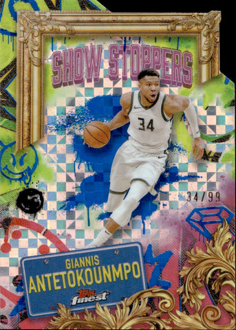 2024-25 Giannis Antetokounmpo Topps Finest SHOW STOPPER CHECKERED DIE-CUT 34/99 #S-2 Milwaukee Bucks