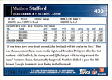 2009 Matthew Stafford Topps GOLD BORDER ROOKIE 1288/2009 #430 Detroit Lions