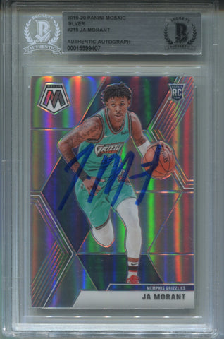 2019-20 Ja Morant Panini Mosaic BAS AUTHENTIC SILVER PRIZM ROOKIE AUTO AUTOGRAPH #219 Memphis Grizzlies 9407