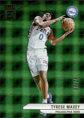 2023-24 Tyrese Maxey Panini Donruss Elite International HYPER GREEN 09/24 #78 Philadelphia 76ers