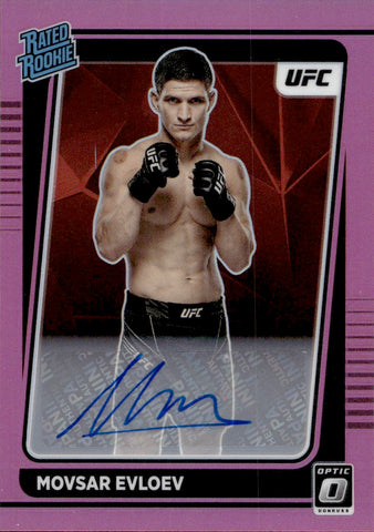 2022 Movsar Evloev Donruss Optic PINK RATED ROOKIE AUTO AUTOGRAPH RC #112 Featherweight