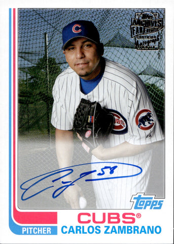 2021 Carlos Zambrano Topps Archives FAN FAVORITES AUTO AUTOGRAPH #FFA-CZ Chicago Cubs