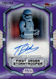 2022 Topps Finest Star Wars Autograph Tom Edden as First Order Storm Trooper #FA-TE AUTO PURPLE REFRACTOR 186/299