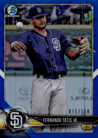 2018 Fernando Tatis Jr. Bowman Chrome BLUE REFRACTOR PROSPECT 71/150 San Diego Padres #BCP114