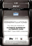 2021 Big E Topps WWE Undisputed PRINTING PLATE AUTO 1/1 ONE OF ONE AUTOGRAPH #A-BE Friday Night Smackdown