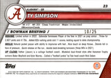 2023 Ty Simpson Bowman University Chrome ROOKIE ORANGE REFRACTOR 10/25 #23 Los Angeles Rams