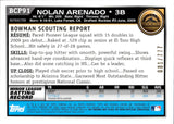 2010 Nolan Arenado Bowman Chrome 1ST BOWMAN REFRACTOR 001/777 #BCP91 Colorado Rockies