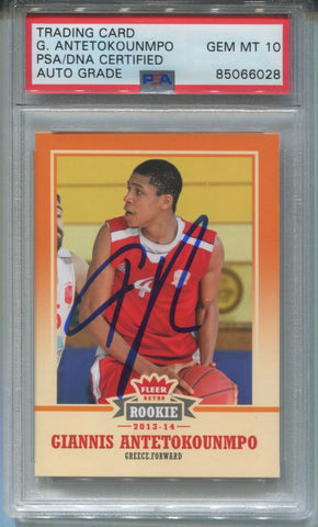 2013-14 Giannis Antetokounmpo Fleer RETRO ROOKIE PSA/DNA 10 AUTO AUTOGRAPH RC #36 Milwaukee Bucks 6028