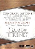 2023 Sebastian Croft as Young Ned Stark Rittenhouse Game of Thrones AUTO AUTOGRAPH #NA